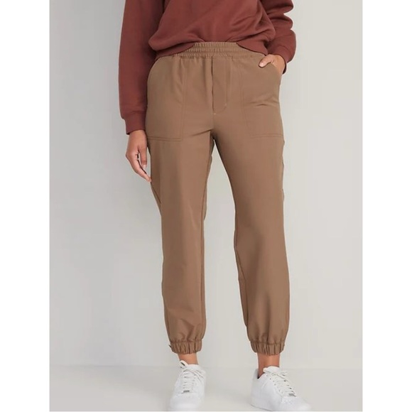 NEW Old Navy High-Waisted Water-Repellent Jogger Pants Light Brown  Small-Petite - Picture 1 of 7